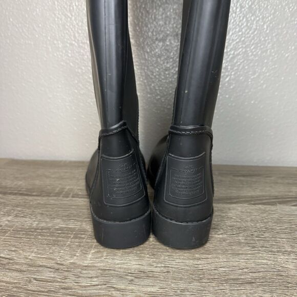 Coach Tristee Size 7B Waterproof Rubber Rain Boots Fleece Lined Corset Lace Up - Picture 4 of 15
